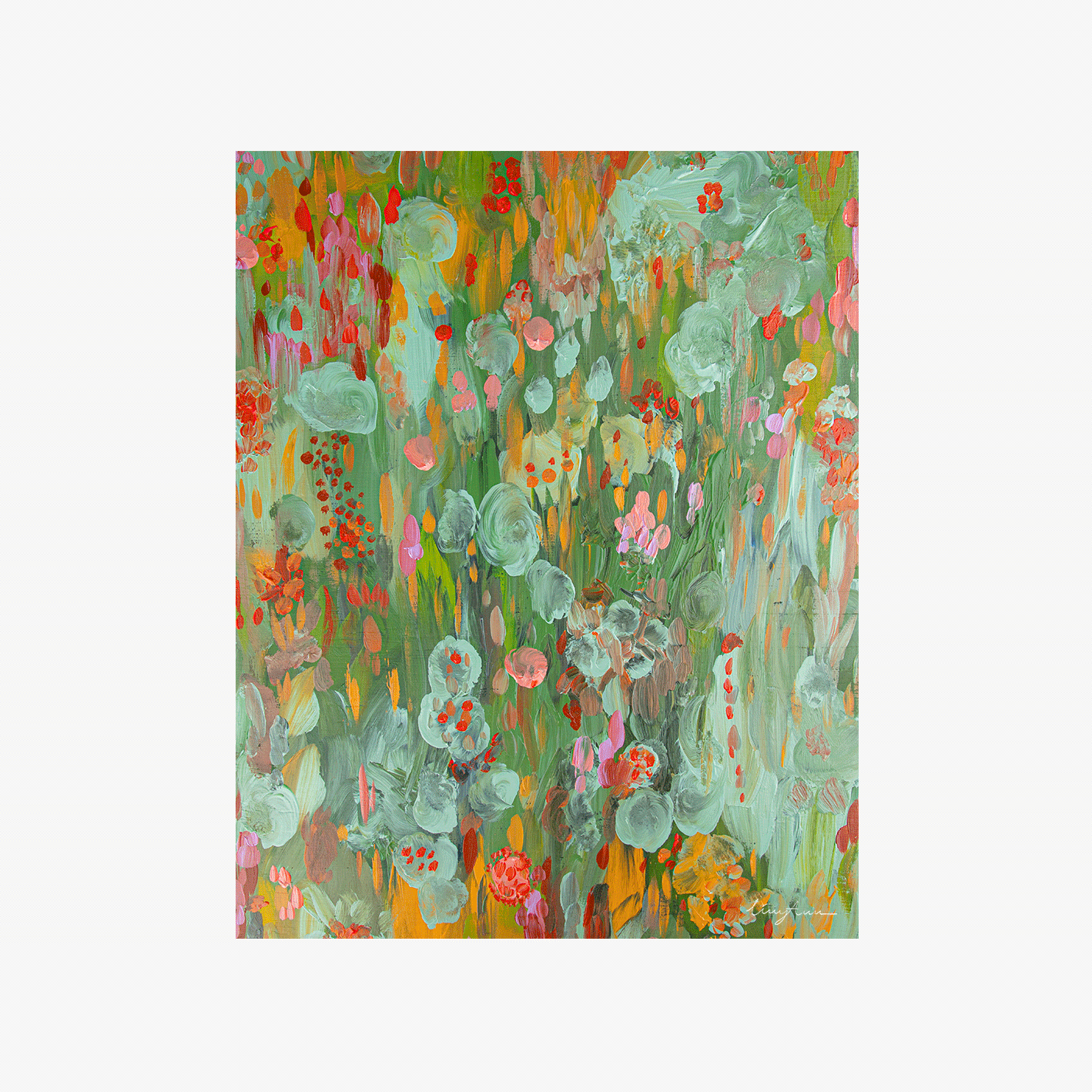 An unframed fine art print painting of floral foliage created by Lizzy Ann Art.