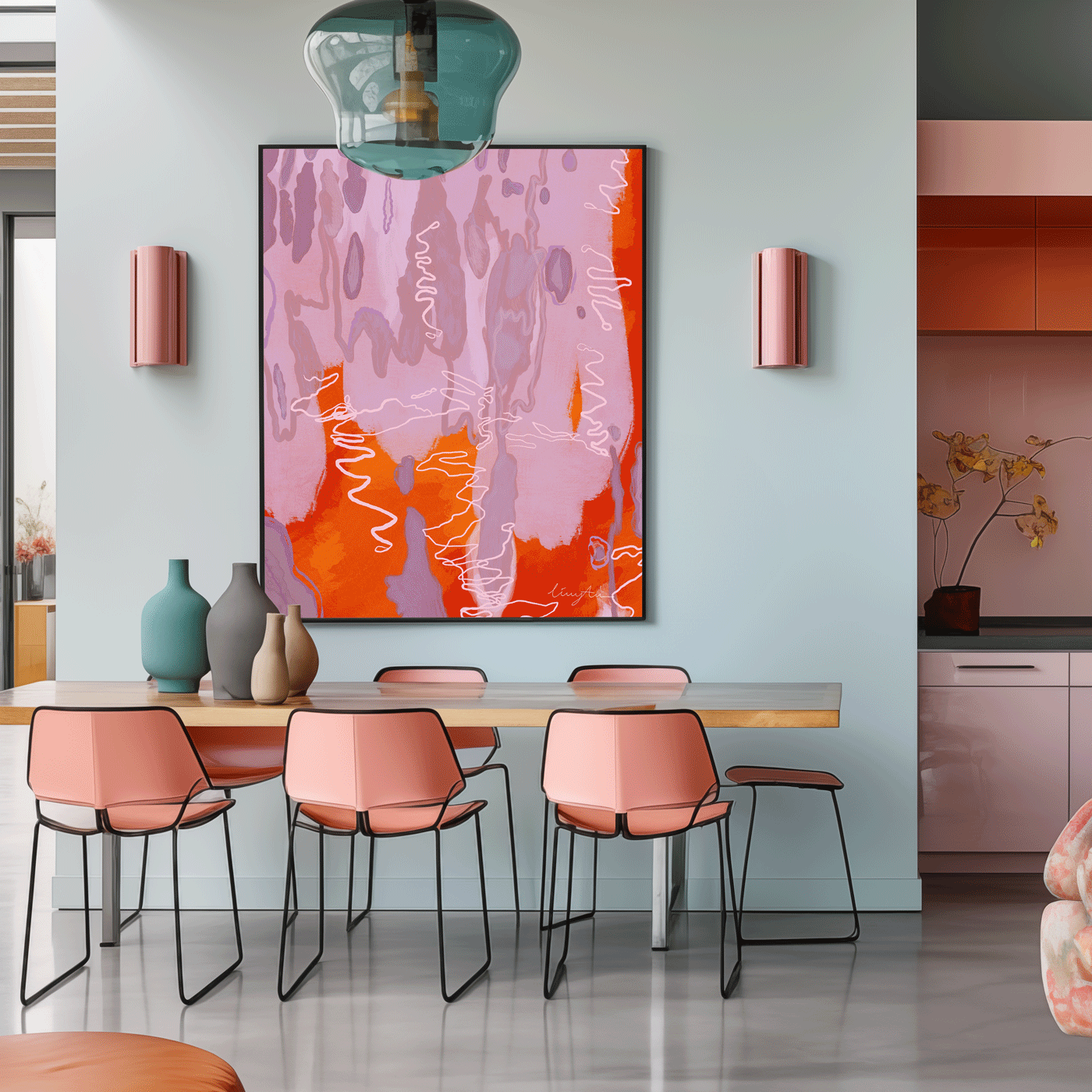 Art on the wall of the Scribbly gum Sunset painting