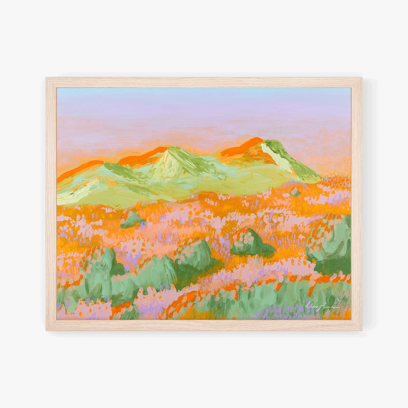 A framed fine art print painting of Mount Jagungal created by Lizzy Ann Art.