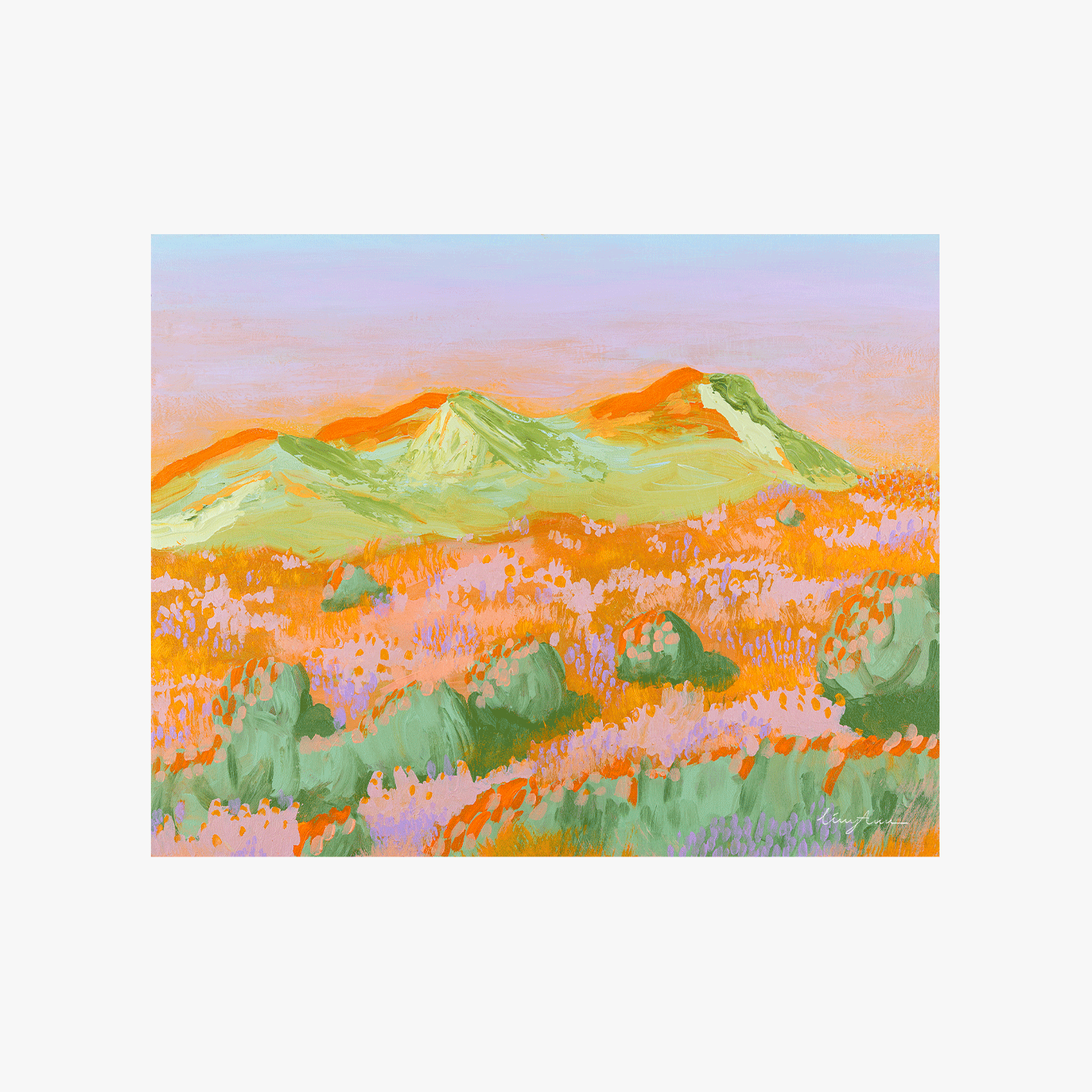 A framed fine art print painting of Mount Jagungal created by Lizzy Ann Art.
