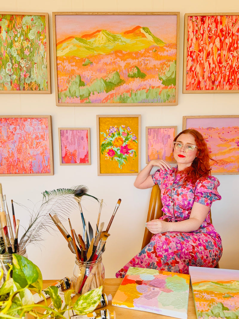 Image of Lizzy from Lizzy Ann Art in her studio